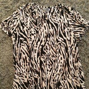 JM Collection animal print rayon top sz L